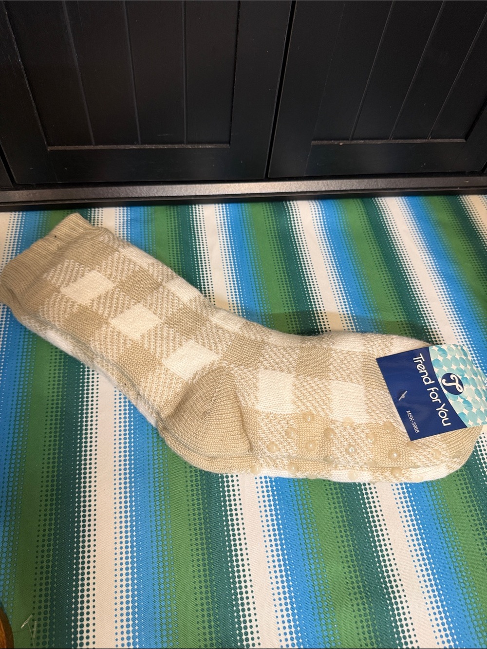 Men's Beige no slip slipper Socks